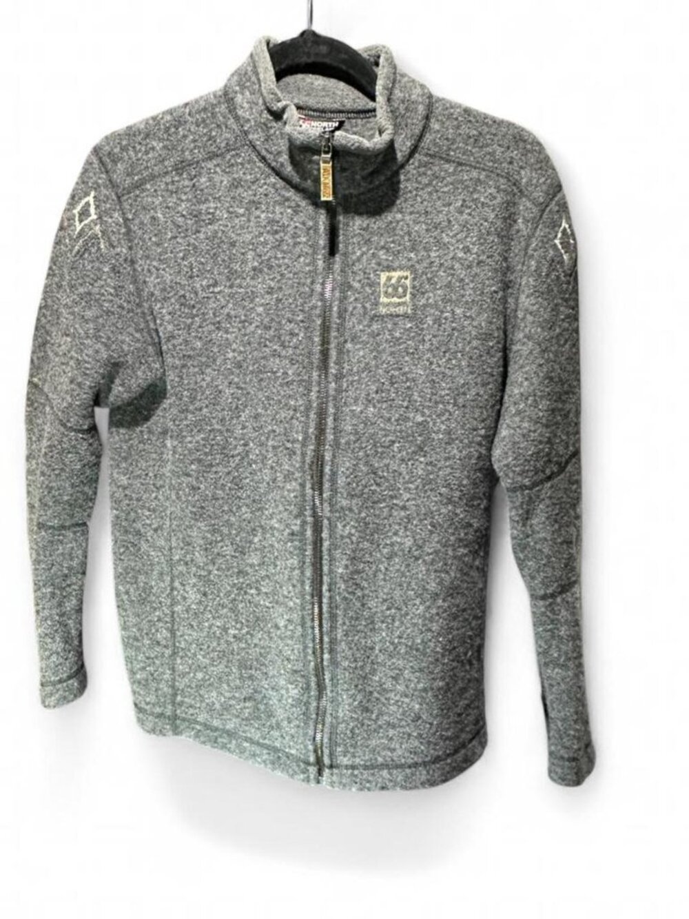 66 North Iceland Kaldi Sweater Wool Blend Jacket Men’s Sz Medium Grey Embroidere